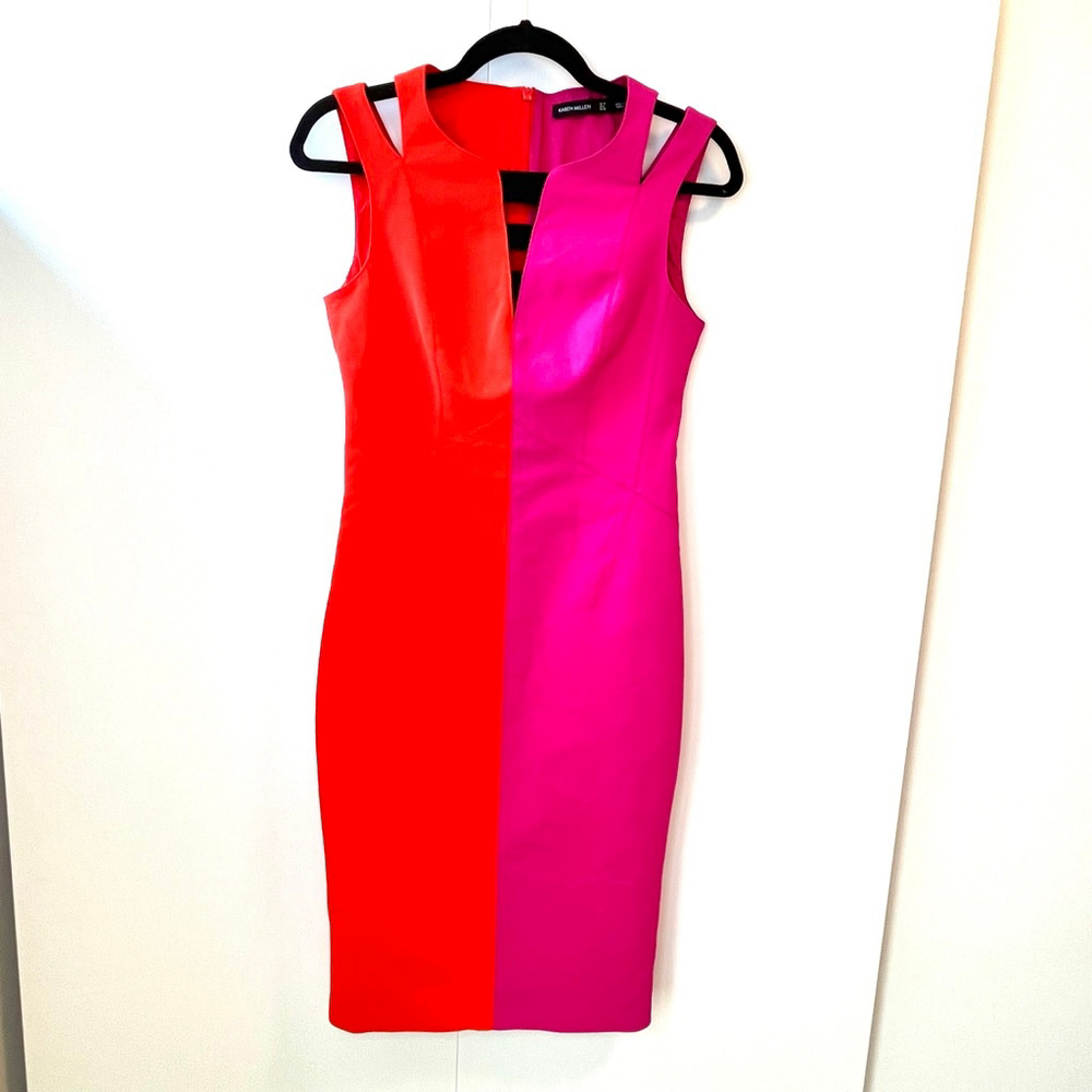 Karen Millen Red and Pink Midi Dress - Picture 4 of 16